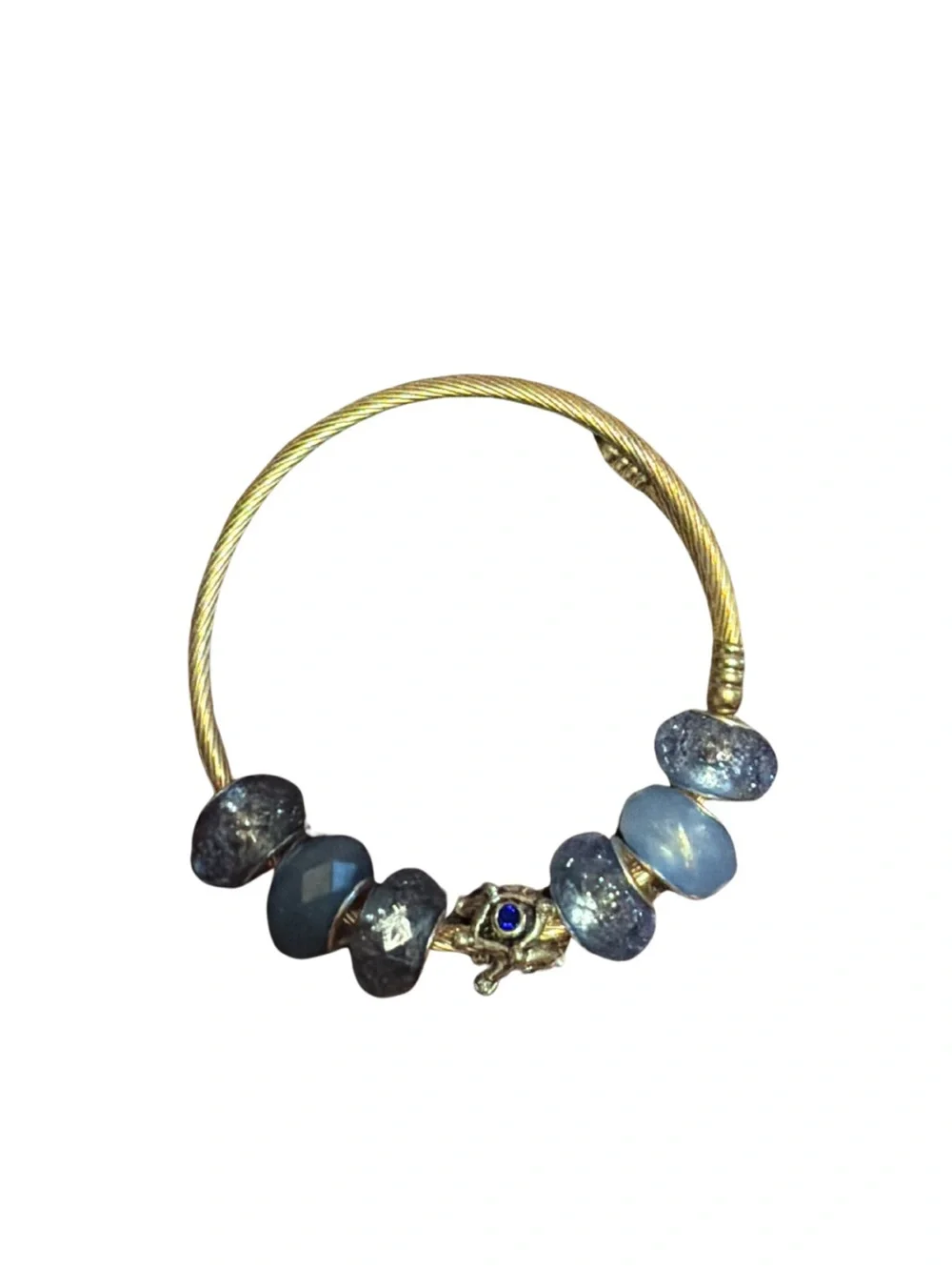 Gold-Tone Bracelet with Blue Glass Beads